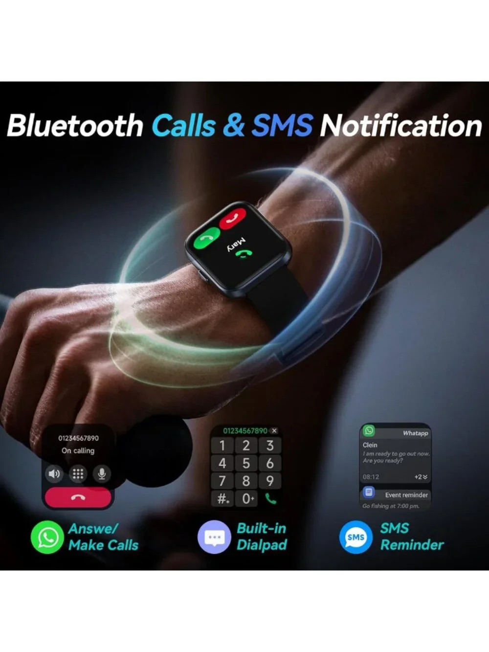 HD Smartwatch for Men - Fitness Tracker, Bluetooth Calls, IP68 Waterproof, 110